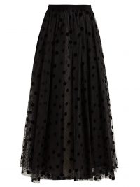 ERDEM Lindle flocked polka dot tulle skirt in black ~ romantic maxi