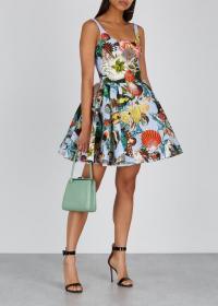 MARY KATRANTZOU Tivolo printed crinkled satin mini dress ~ sea inspired print ~ statement fit and flare