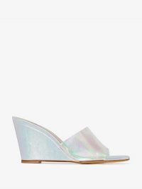 Maryam Nassir Zadeh Silver Paradise 96 PVC Wedge Mules / shiny wedged mule