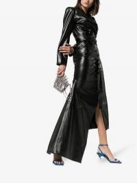 Matériel Asymmetric Midi Skirt in black / faux leather fashion