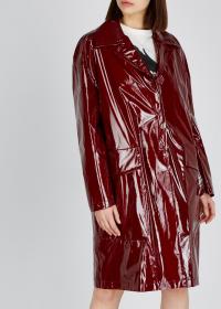 NO.21 Burgundy silk and PVC coat / shiny red coats