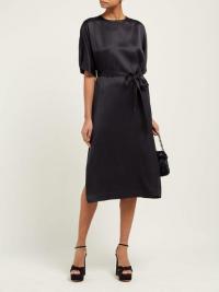 ROCHAS Osprey silk-satin midi dress in black ~ effortless style ~ lbd