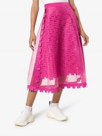 Paskal High-Waisted Sheer Midi Skirt in fuchsia