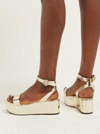 PRADA Platform metallic gold-leather sandals ~ luxe summer platforms