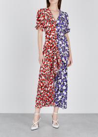 RIXO Ariel floral-print silk midi dress in red and purple