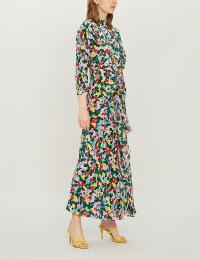 RIXO Lucy floral-print silk crepe de chine midi dress in camo tulip ~ multi-coloured front ruffled dresses