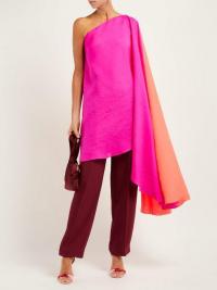 ROKSANDA Asymmetric silk-organza top in pink and orange