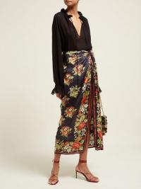 PACO RABANNE Rose-print silk sarong skirt ~ chic floral skirts