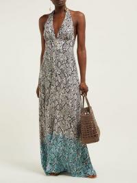 HEIDI KLEIN Snake-print halterneck maxi dress ~ summer vacation halter dresses