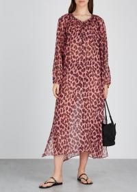 STELLA MCCARTNEY Ballet leopard-print silk kaftan ~ pink and purple animal print kaftans ~ vacation cover-up