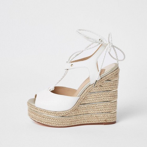 River Island White tie up espadrille wedges | wedged summer sandals