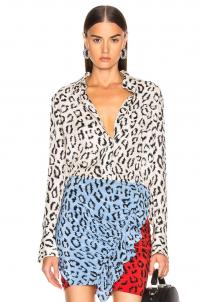 A.L.C. Emerson Top Cream & Black / animal print shirts