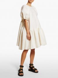 CECILIE BAHNSEN Alexa dropped-hem matelassé dress in ivory ~ voluminous dresses