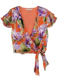 ALICE + OLIVIA Zabel floral-devoré wrap top