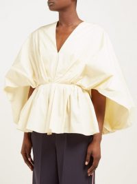 ROKSANDA Aniya cape-panel cotton top in yellow ~ oriental influence