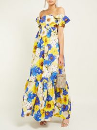 BORGO DE NOR Antigone floral-print cotton-blend dress in yellow ~ feminine summer maxi