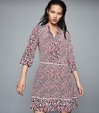 REISS ANUSH FLORAL PRINTED TEA DRESS RED ~ summer dresses