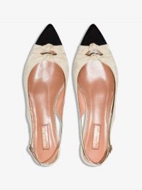 Aquazzura Neutral Mondaine Leather Slingback Pumps / chic point toe flats