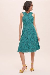 ANTHROPOLOGIE Janey Lace Midi Dress Green