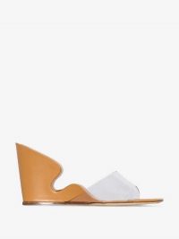 BY FAR Brown Greta Mule Wedges – cut-out wedged heels – sculptured wedge heel