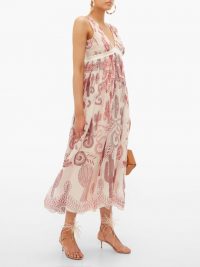 ZANDRA RHODES Cactus Everywhere silk-chiffon midi dress ~ floaty summer event clothing