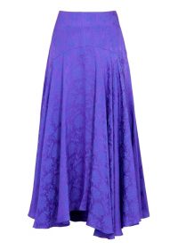 CHLOÉ Floral-jacquard purple satin midi skirt