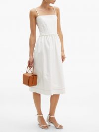 MARNI Coated white tweed midi dress ~ strappy summer dresses