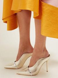 MALONE SOULIERS Constance gold-leather mules ~ metallic pointy toe stiletto heels