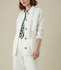 KAREN MILLEN Denim Jacket in Ivory ~ military style jackets