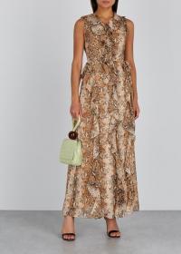 DIANE VON FURSTENBERG Lacey python-print silk wrap dress / ruffled snake printed dresses