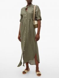 GIOIA BINI Emma linen shirtdress ~ effortless summer style ~ khaki-green shirt dress