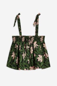 TOPSHOP Floral Print Crop Top Green / pretty summer cami