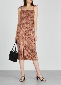 FREE PEOPLE Show Stopper stretch-satin midi dress ~ ruched summer dresses