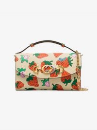 Gucci Gucci Zumi Strawberry Print Mini Shoulder Bag ~ small leather designer bags