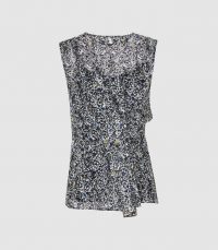 REISS HARLEY DITSY PRINTED TOP BLUE