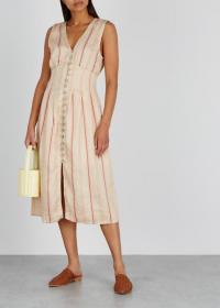 JOIE Valari striped linen-blend midi dress ~ perfect daytime vacation dresses