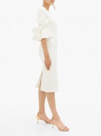 ROKSANDA Lavete bow-embellished ivory crepe midi dress ~ style statement event wear