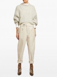 ISABEL MARANT Lixy belted high-rise tapered trousers ~ stylish beige pants