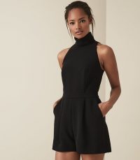 REISS LUCILLE OPEN BACK PLAYSUIT BLACK ~ evening tailored playsuits