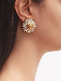 VERSACE Medusa flower crystal clip earrings