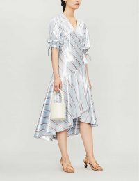 PAPER LONDON Fresia striped crepe midi dress in metallic mirror