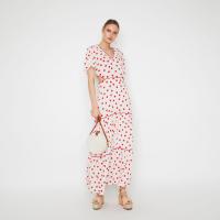 WAREHOUSE SPOT TIERED MAXI DRESS in RED PATTERN / spot print cut-out dresses