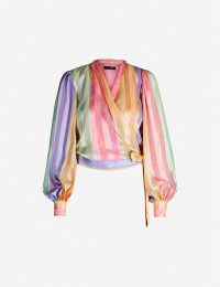 STINE GOYA Glenda striped devoré top Altitude stripes ~ rainbow wrap blouse