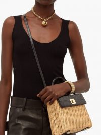 SPARROWS WEAVE The Classic wicker and black leather top-handle bag