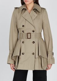 ALEXANDER MCQUEEN Sand peplum cotton-twill trench coat ~ chic mac