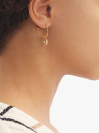 ELISE TSIKIS Alimos 18kt gold-plated shell hoop earrings ~ delicate pendant hoops