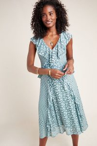 ANTHROPOLOGIE Antoinette Ruffled Midi Dress Mint