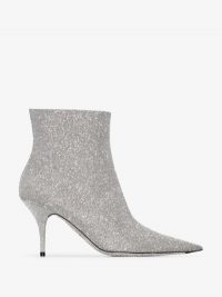 Balenciaga Silver Knife 80 Glitter Ankle Boots ~ glamorous point toe boot