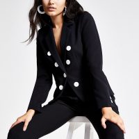 RIVER ISLAND Black button front blazer – chic jackets