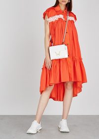 BRØGGER Amalie ruffle-trimmed orange taffeta shirt dress